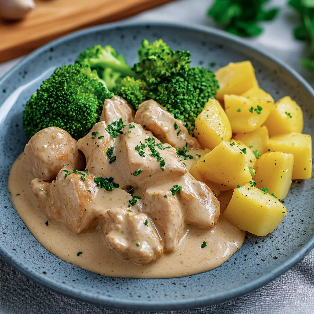 Poulet crémeux rapide aux oignons – Simple & délicieux !