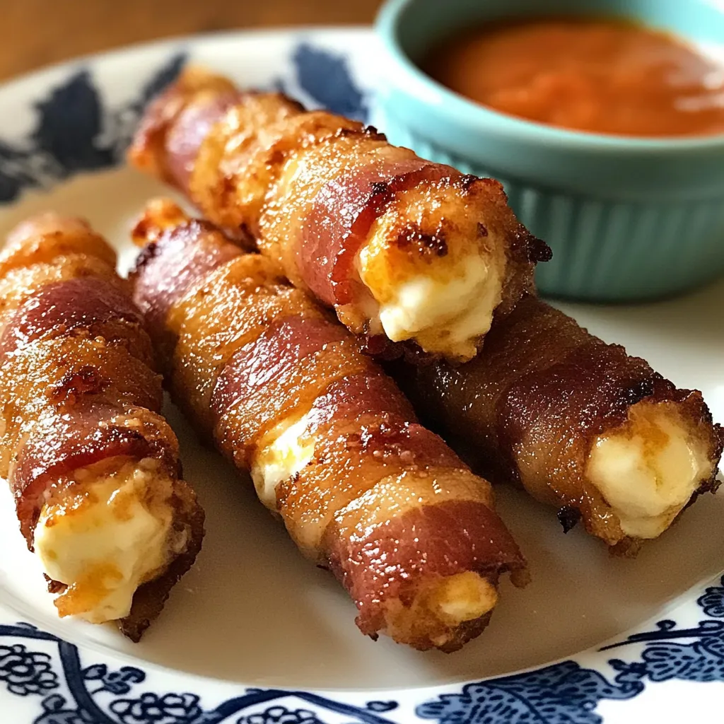 Délice Bâtonnets Mozza enrobés de Bacon : Snack irrésistible
