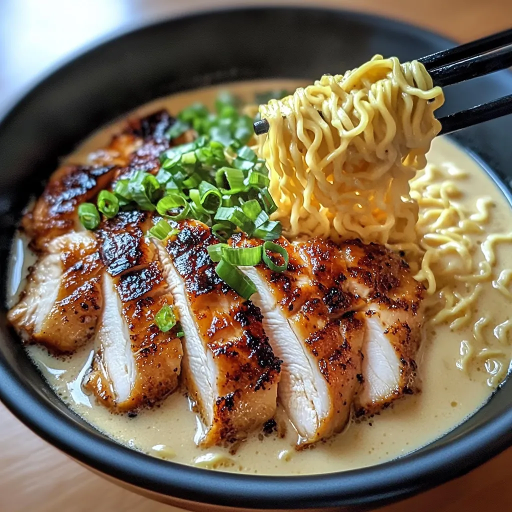Ramen de poulet express bien relevé à l’ail crémeux