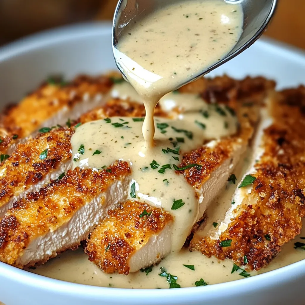 Poulet Parmesan avec Sauce Ail Crémeuse