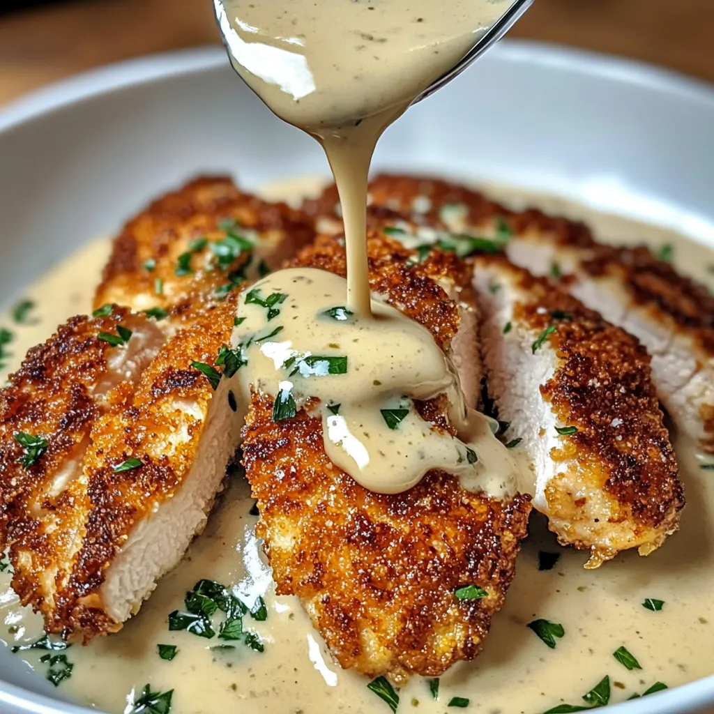 Poulet Facile au Parmesan et Sauce Crémeuse à l’Ail