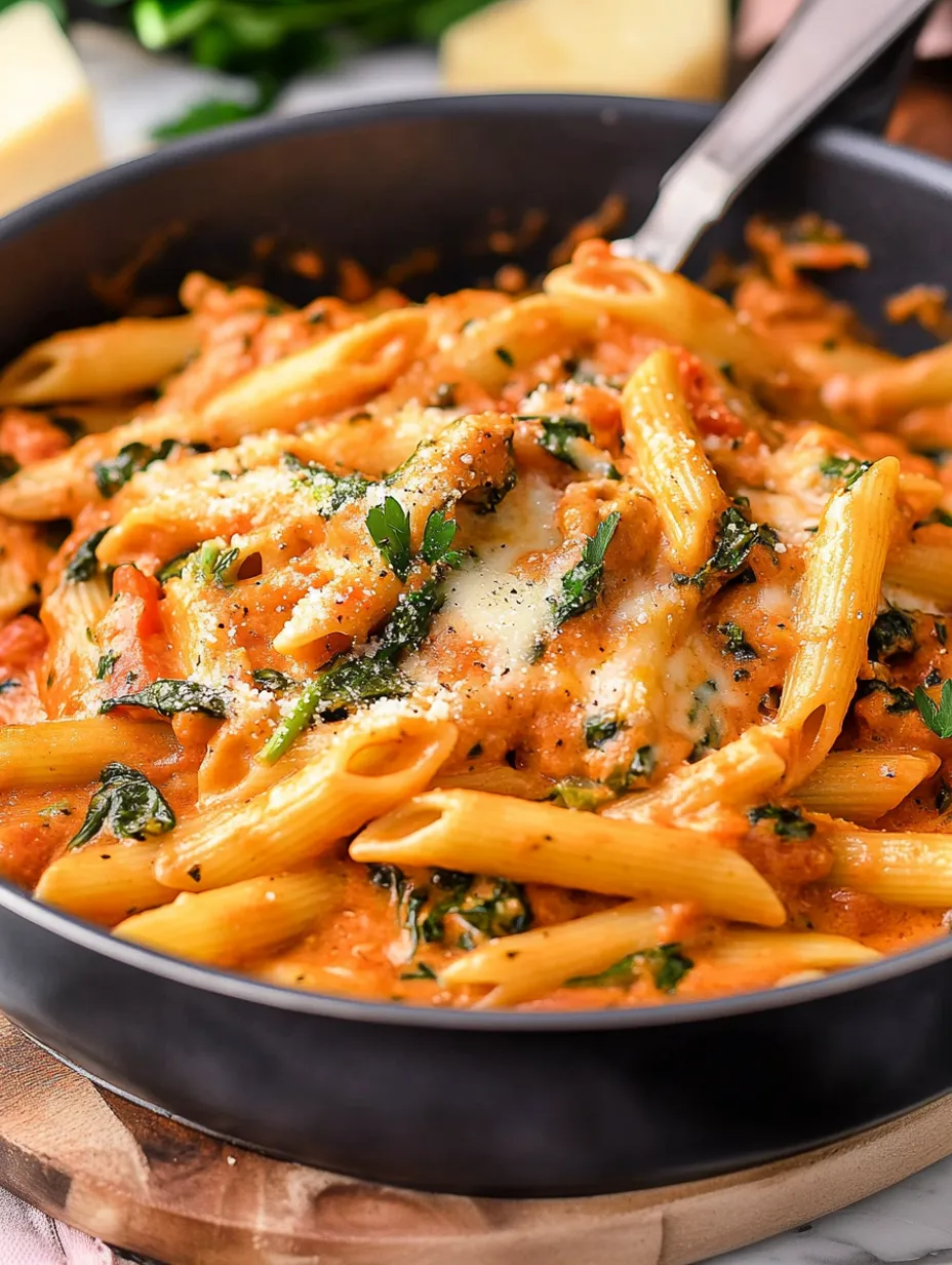 Penne Rosa Onctueuses avec Épinards & Mozzarella