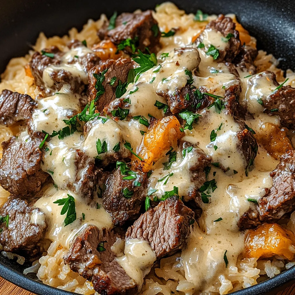 Riz au steak fondant