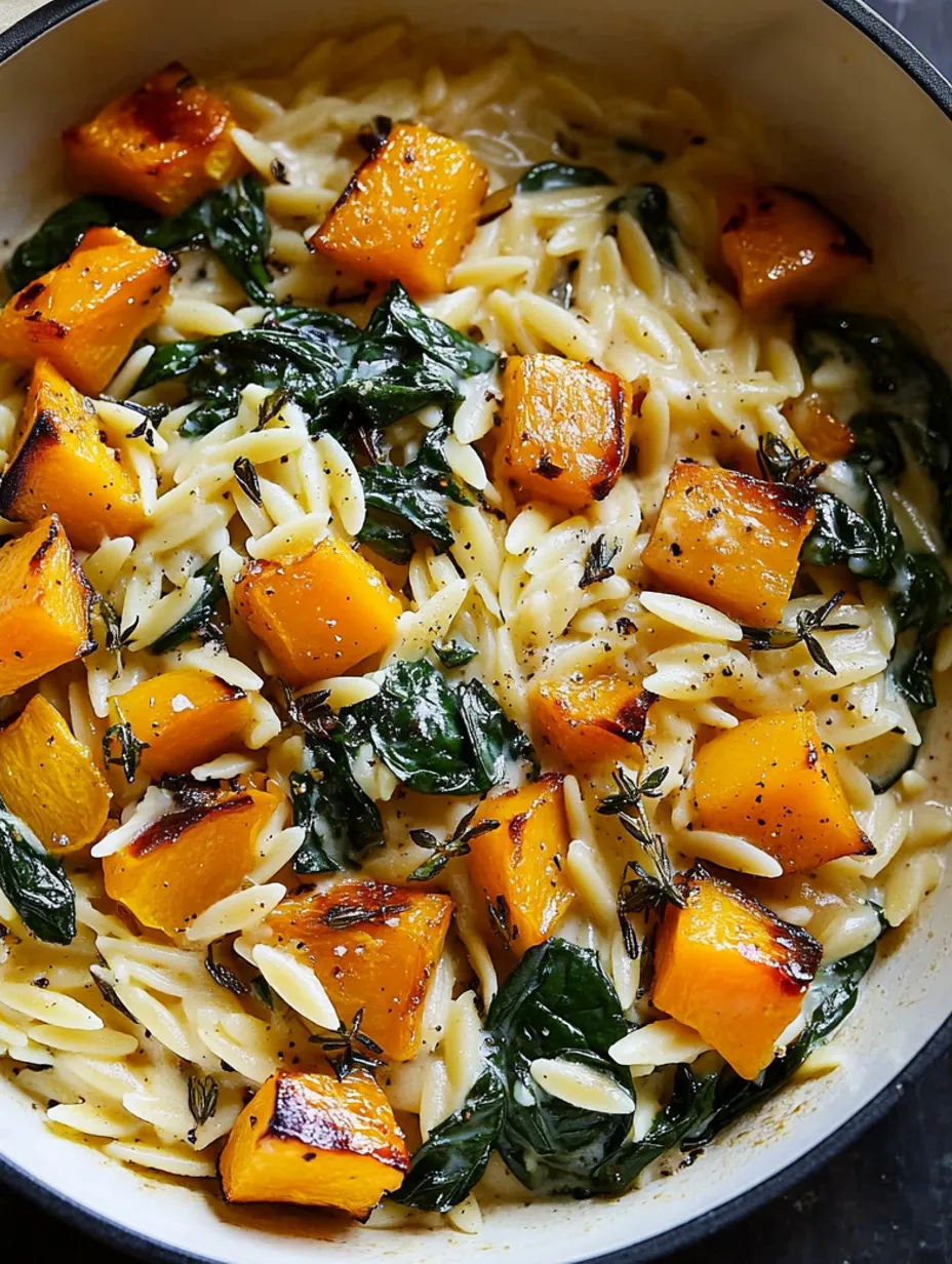 Orzo courge rôtie et épinards facile