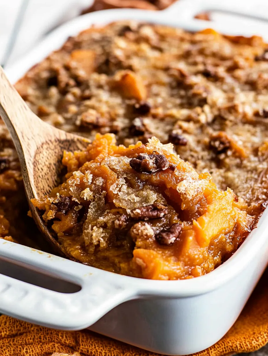 Gratin de patates douces surmonté de streusel croquant