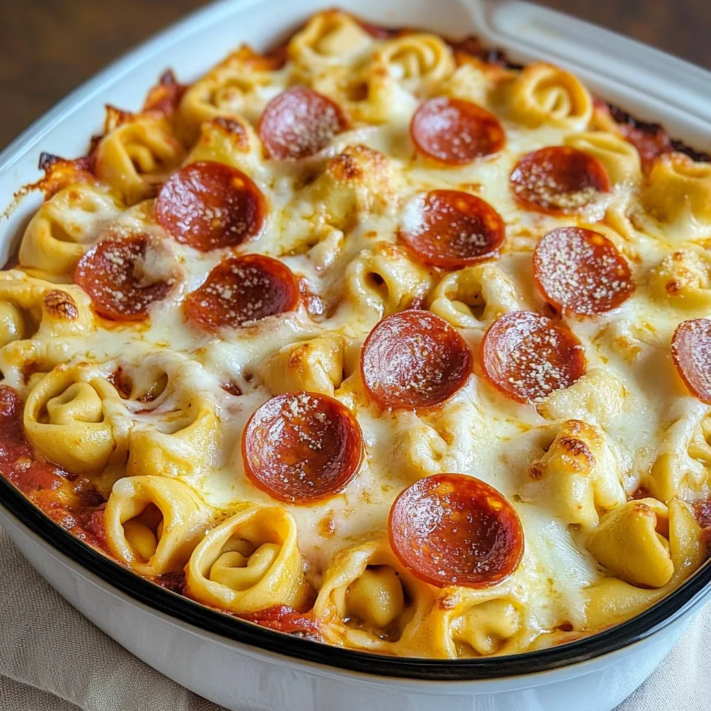 Gratin Tortellini Pizza au Fromage et Pepperoni