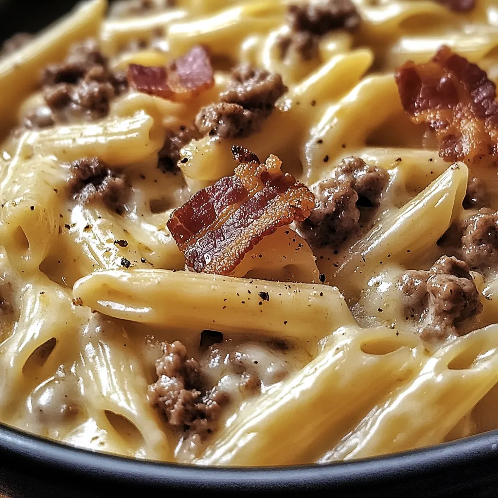 Pâtes Alfredo Bacon Cheeseburger Facile
