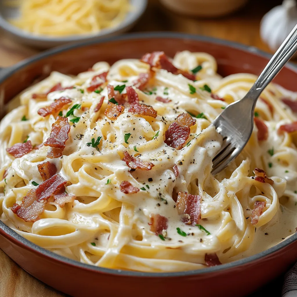 Pâtes crémeuses faciles au bacon