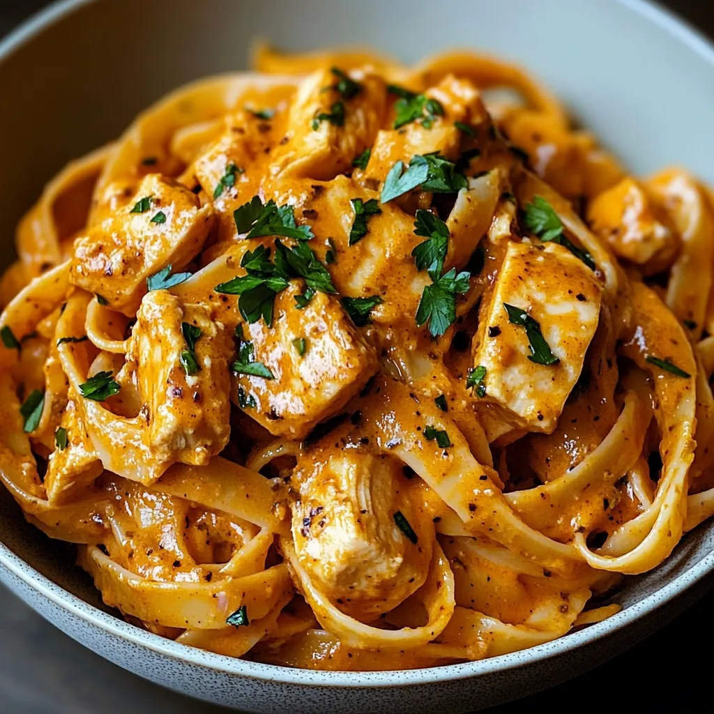 Linguine au poulet beurre cowboy facile