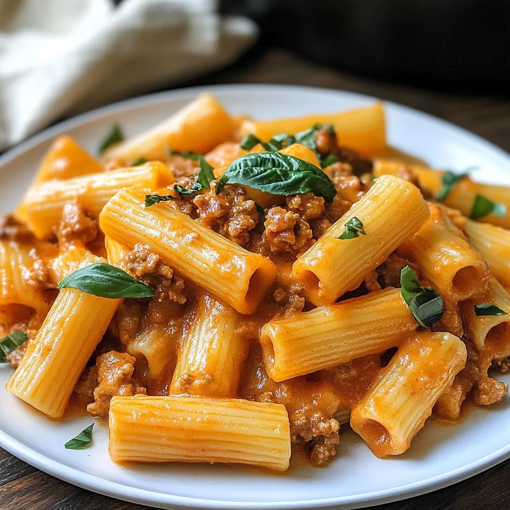Rigatoni crémeux et saucisse