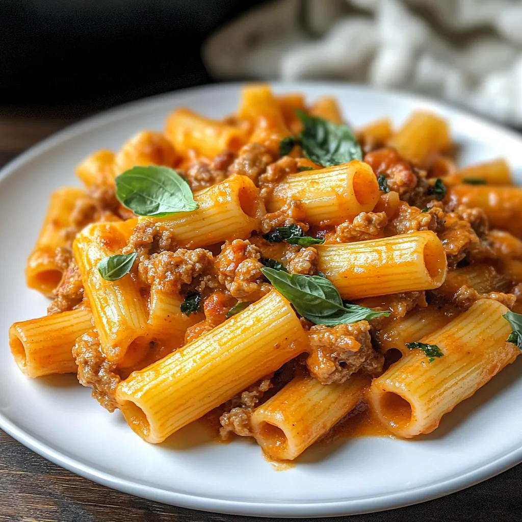 Rigatoni crémeuse à la saucisse